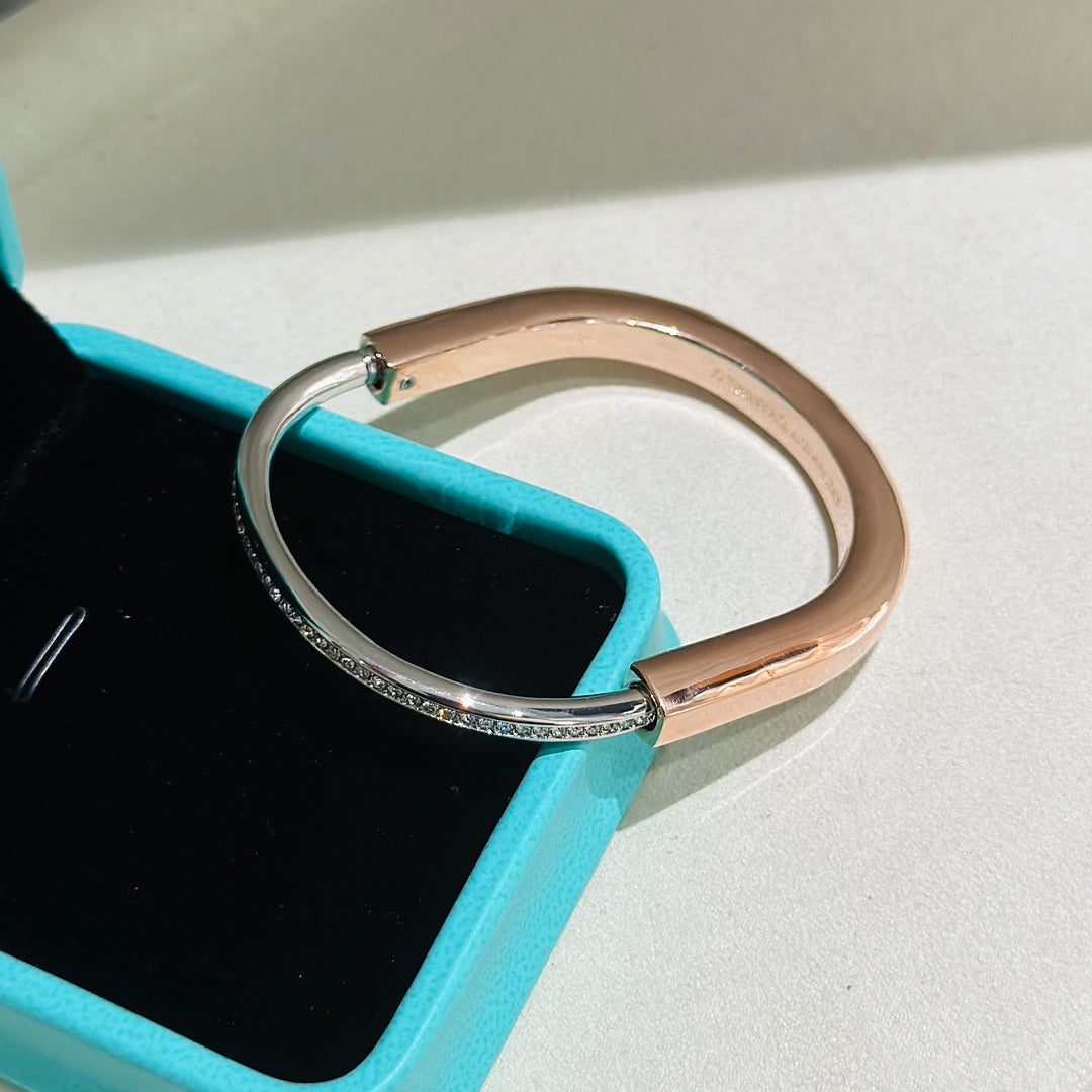 [Regalia Jewels]LOCK PINK GOLD SILVER DIAMOND BRACELET