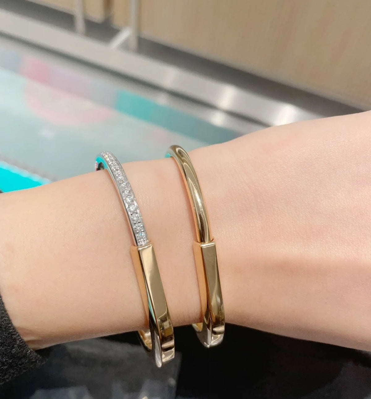 [Regalia Jewels]LOCK PINK GOLD SILVER DIAMOND BRACELET