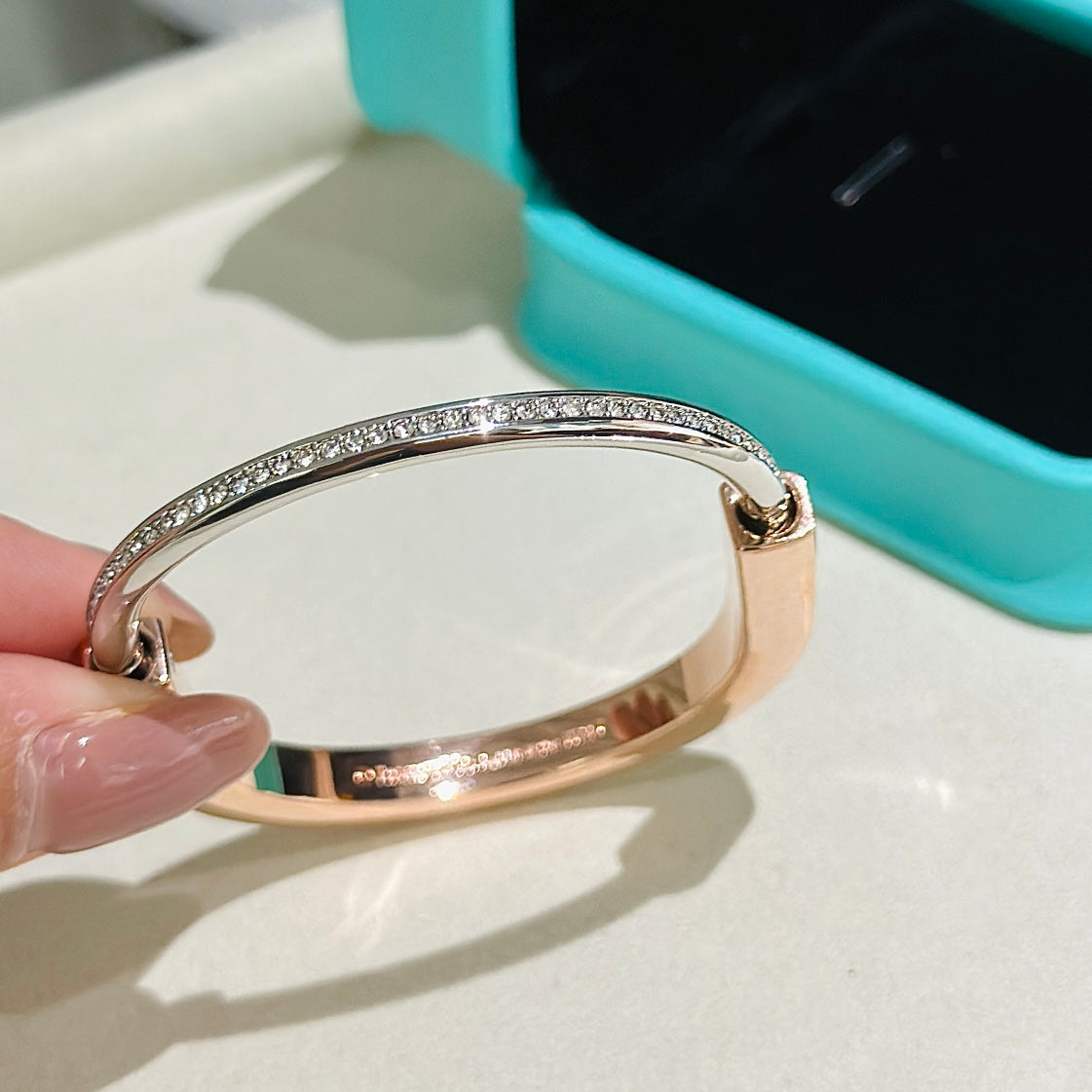 [Regalia Jewels]LOCK PINK GOLD SILVER DIAMOND BRACELET