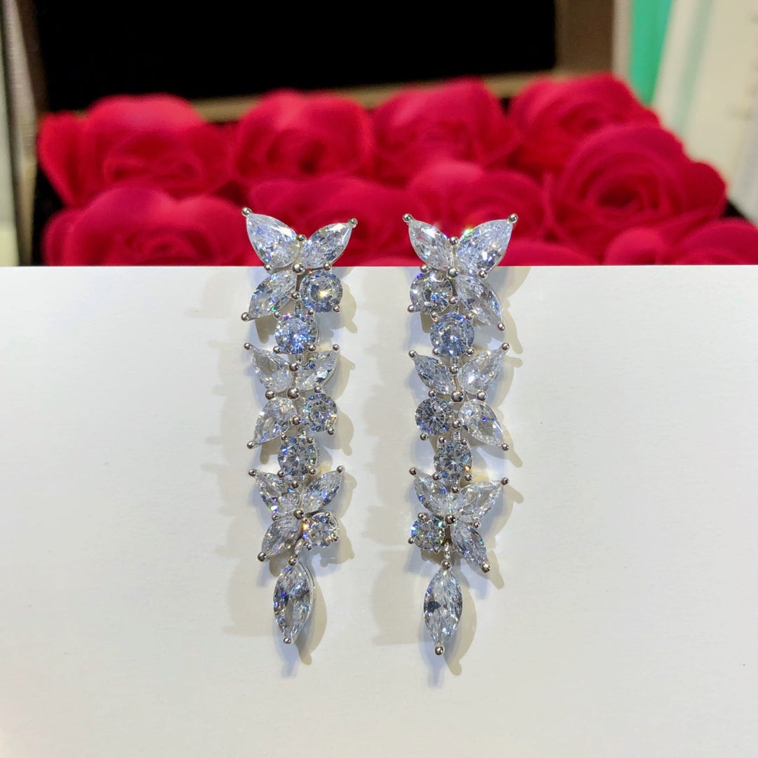 [Regalia Jewels]VICTORIA SILVER DIAMOND DROP EARRINGS