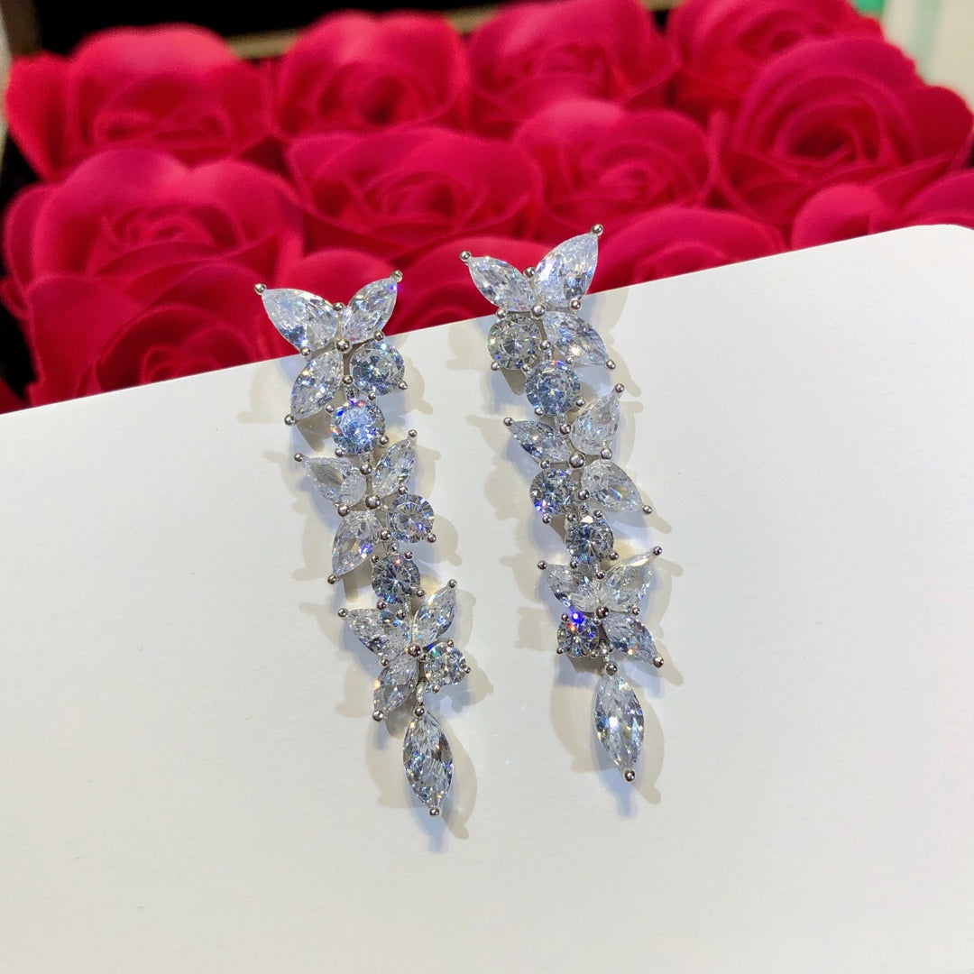 [Regalia Jewels]VICTORIA SILVER DIAMOND DROP EARRINGS