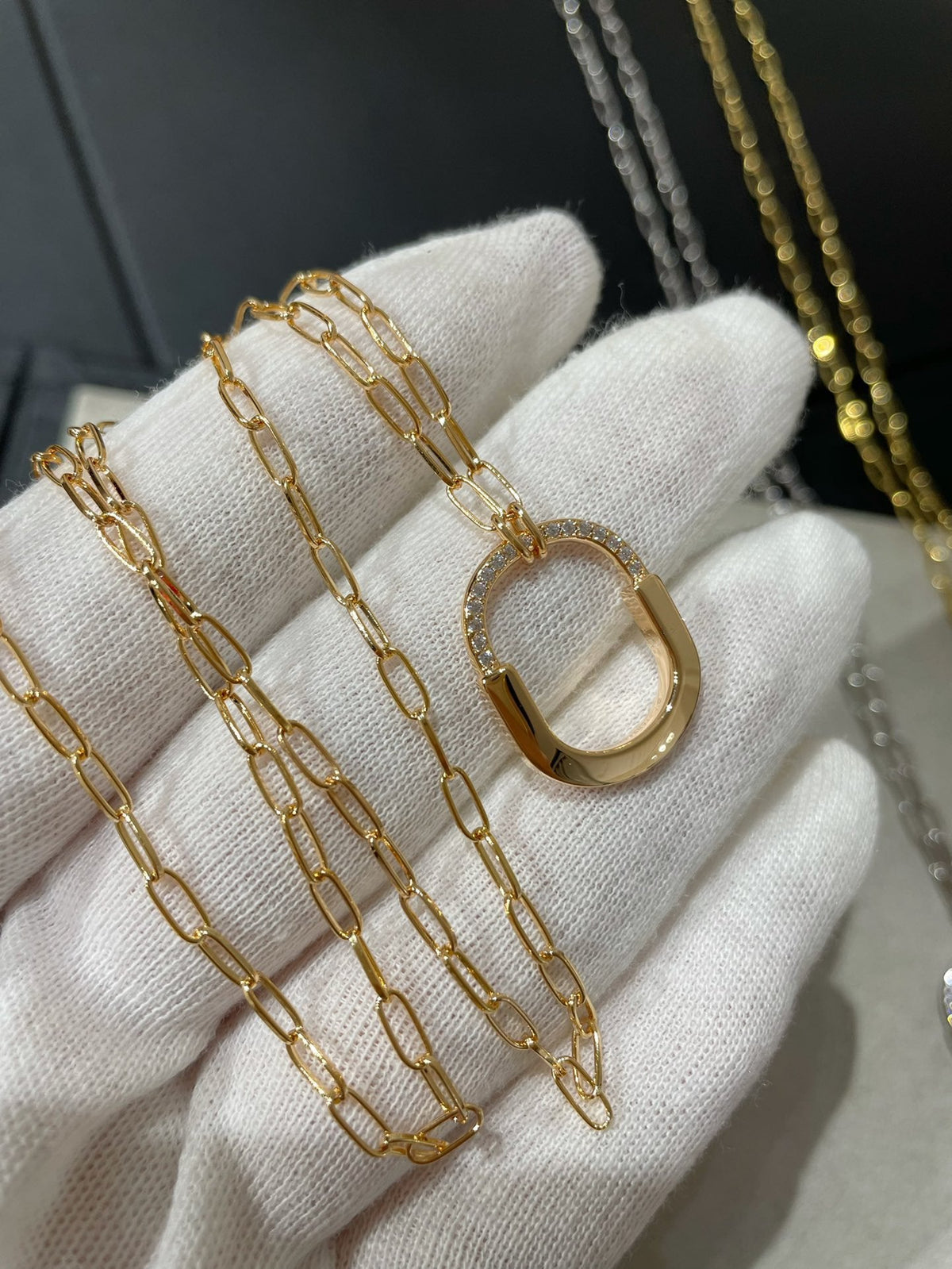 [Regalia Jewels]LOCK MEDIUM PENDANT DIAMOND NECKLACE