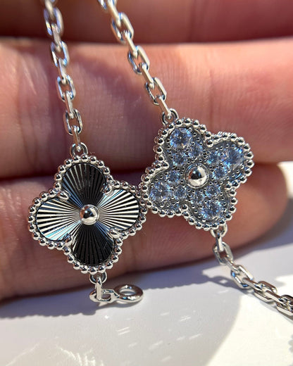 [Regalia Jewelry]CLOVER 5 MOTIF SILVER DIAMOND BRACELET