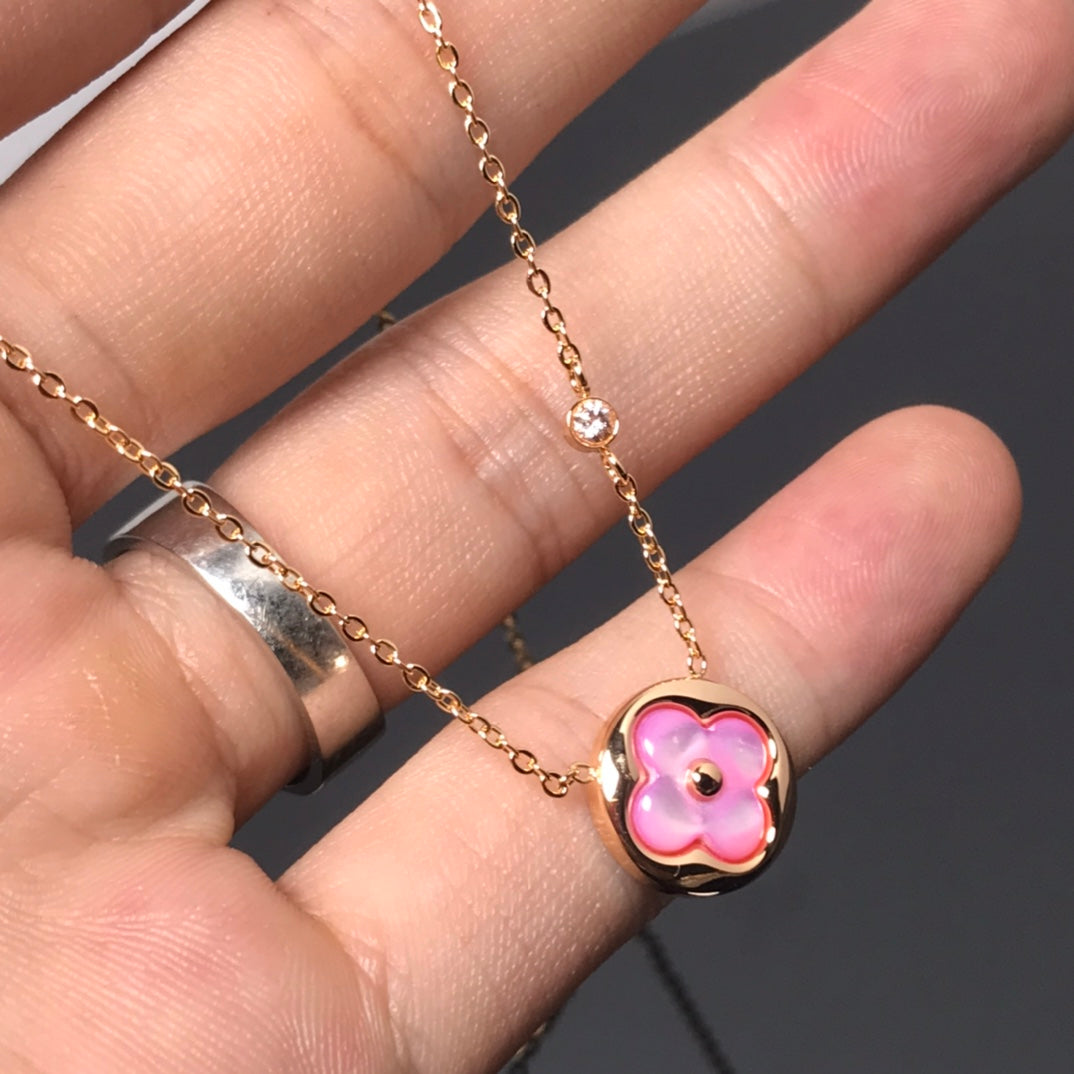 [Regalia Jewelry]COLOR BLOSSOM PINK MOP SUN GOLD NECKLACE
