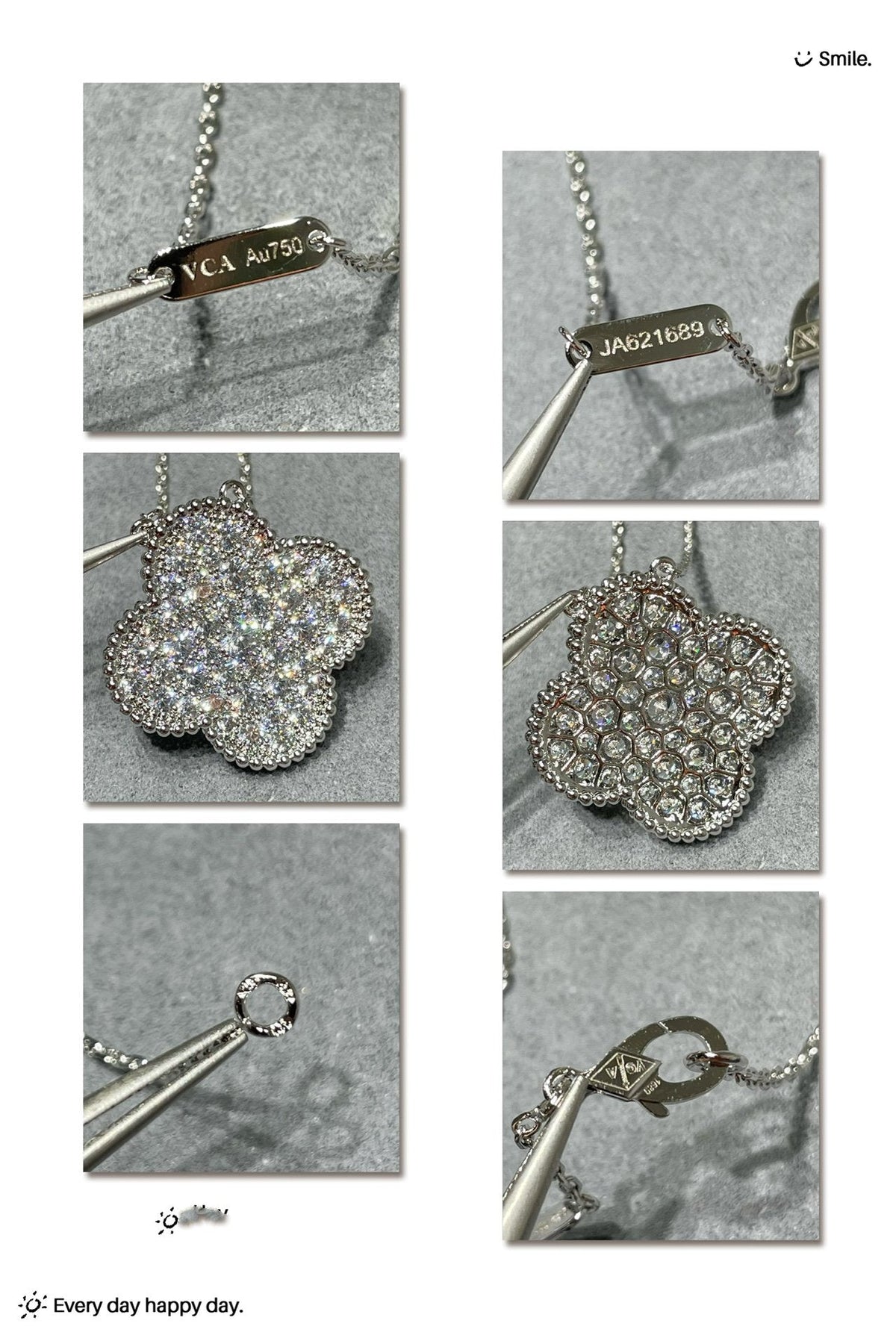 [Regalia Jewelry]CLOVER 25MM LARGE PENDANT DIAMOND PAVED SILVER NECKLACE