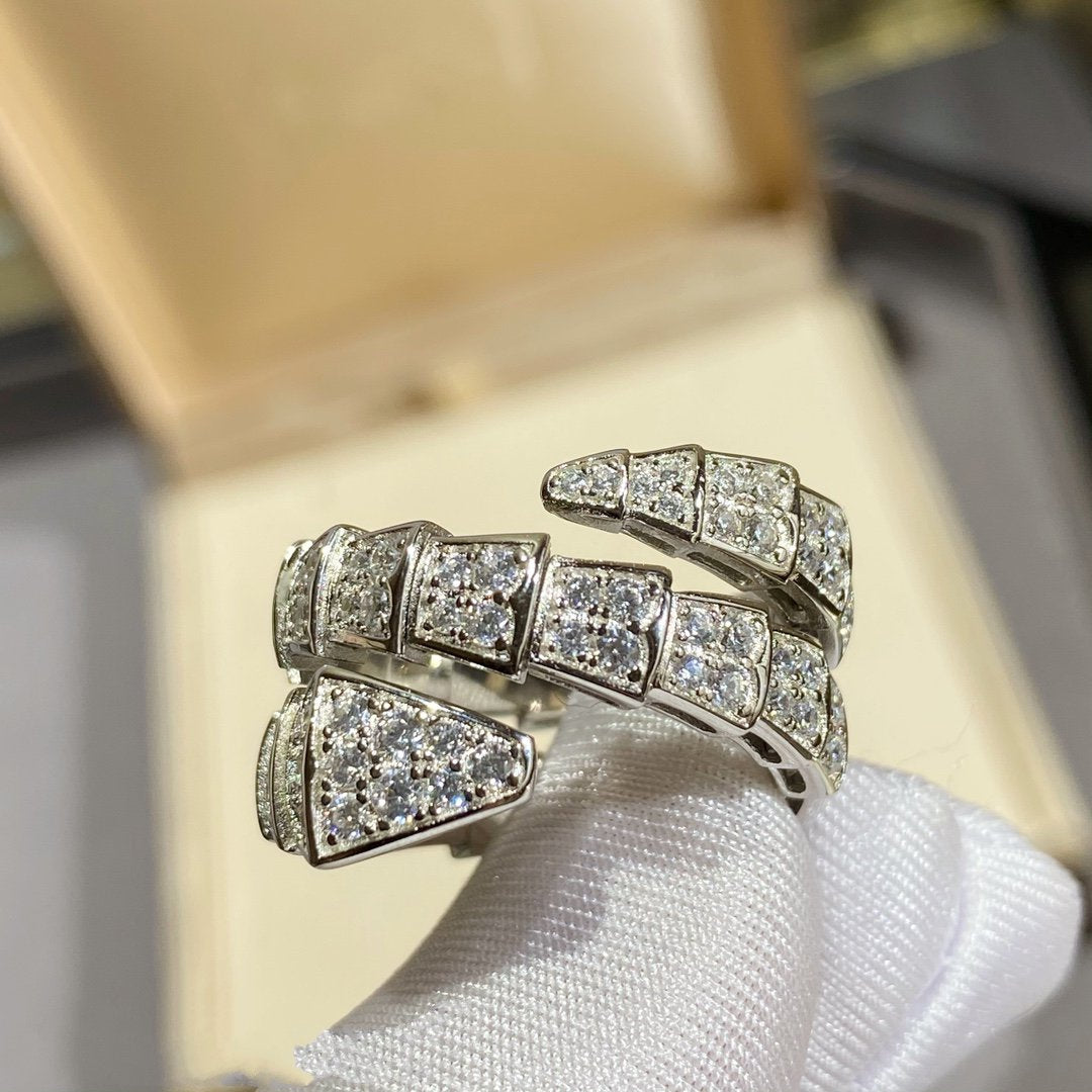 [Regalia Jewelry]SERPENTI DOUBLE RING SILVER DIAMOND PAVED
