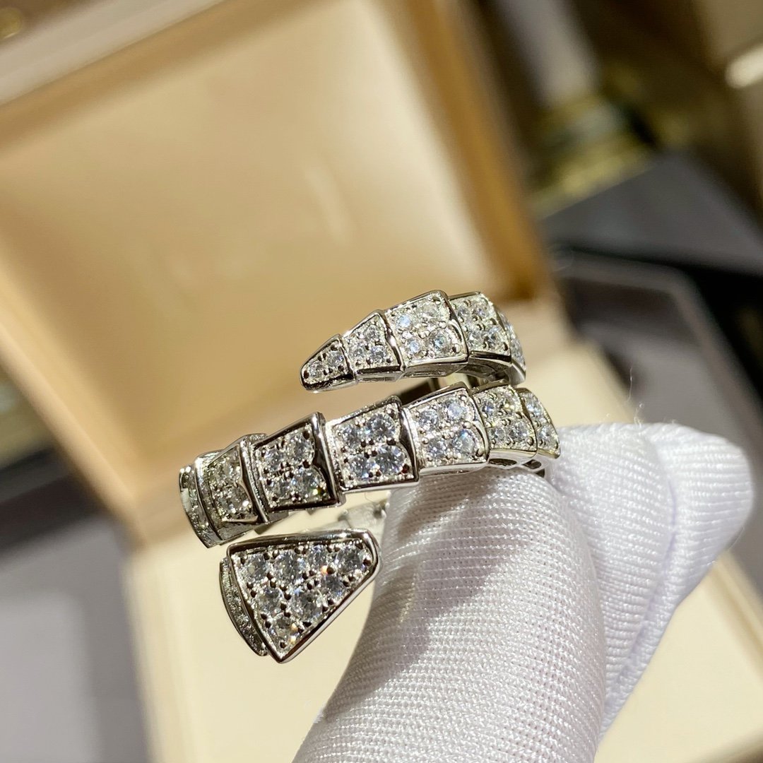 [Regalia Jewelry]SERPENTI DOUBLE RING SILVER DIAMOND PAVED