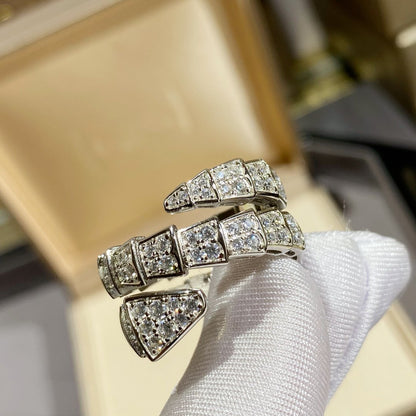 [Regalia Jewelry]SERPENTI DOUBLE RING SILVER DIAMOND PAVED