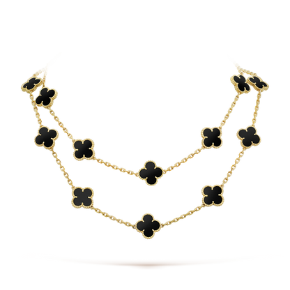 [Regalia Jewelry]CLOVER 20 MOTIFS ONYX NECKLACE