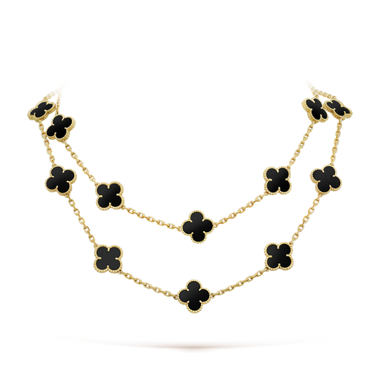 [Regalia Jewelry]CLOVER 20 MOTIFS ONYX NECKLACE