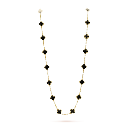 [Regalia Jewelry]CLOVER 20 MOTIFS ONYX NECKLACE