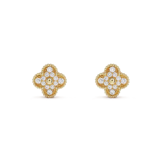 [Regalia Jewelry]CLOVER MEDIUM 1 MOTIFS FUll DIAMOND EARRINGS
