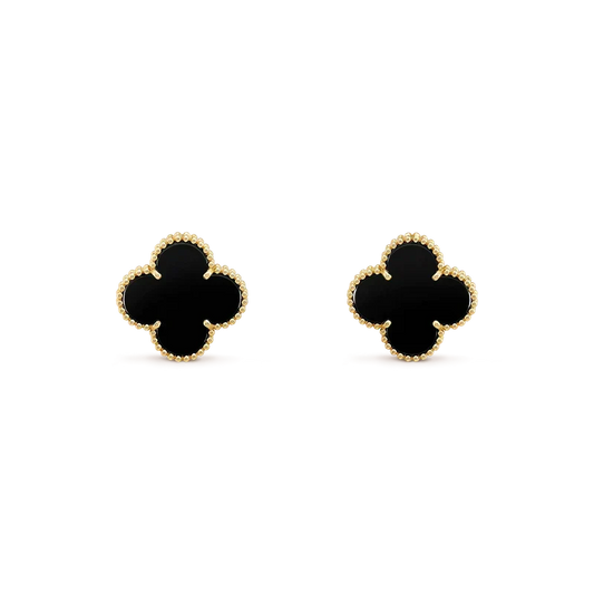 [Regalia Jewelry]CLOVER MEDIUM 1 MOTIFS  ONYX STUD EARRINGS