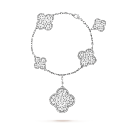 [Regalia Jewelry]CLOVER 6 MOTIFS SILVER DIAMOND BRACELET