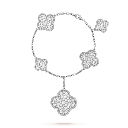 [Regalia Jewelry]CLOVER 6 MOTIFS SILVER DIAMOND BRACELET