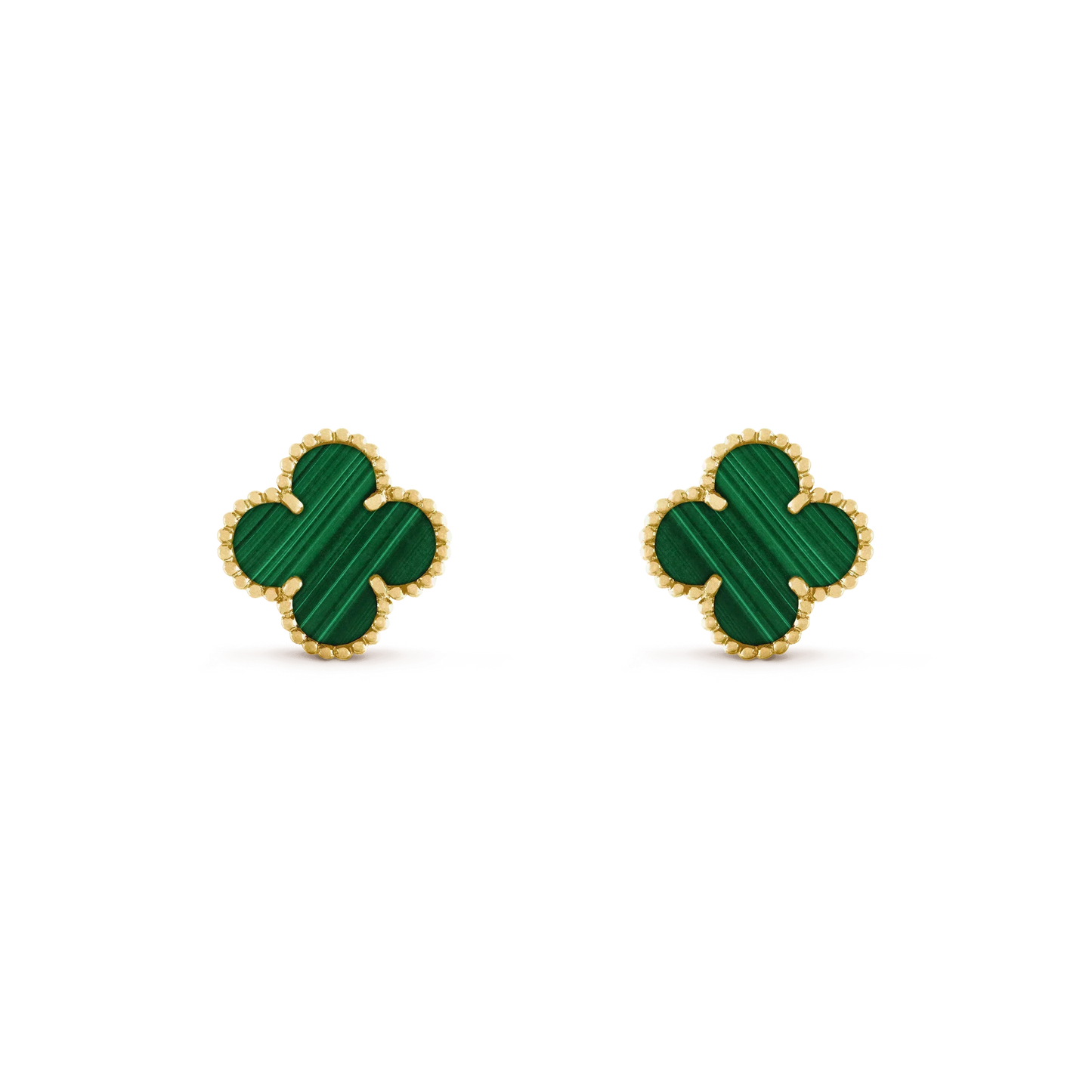 [Lumi Jewelry]CLOVER MEDIUM 1 MOTIFS MALACHITE  EARRINGS