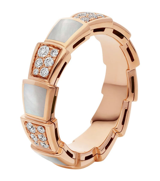 [Regalia Jewelry]SERPENTI RING PINK GOLD MOP DIAMOND PAVED 4MM
