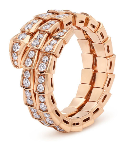 [Regalia Jewelry]SERPENTI RING PINK GOLD DIAMOND DOUBLE ROW