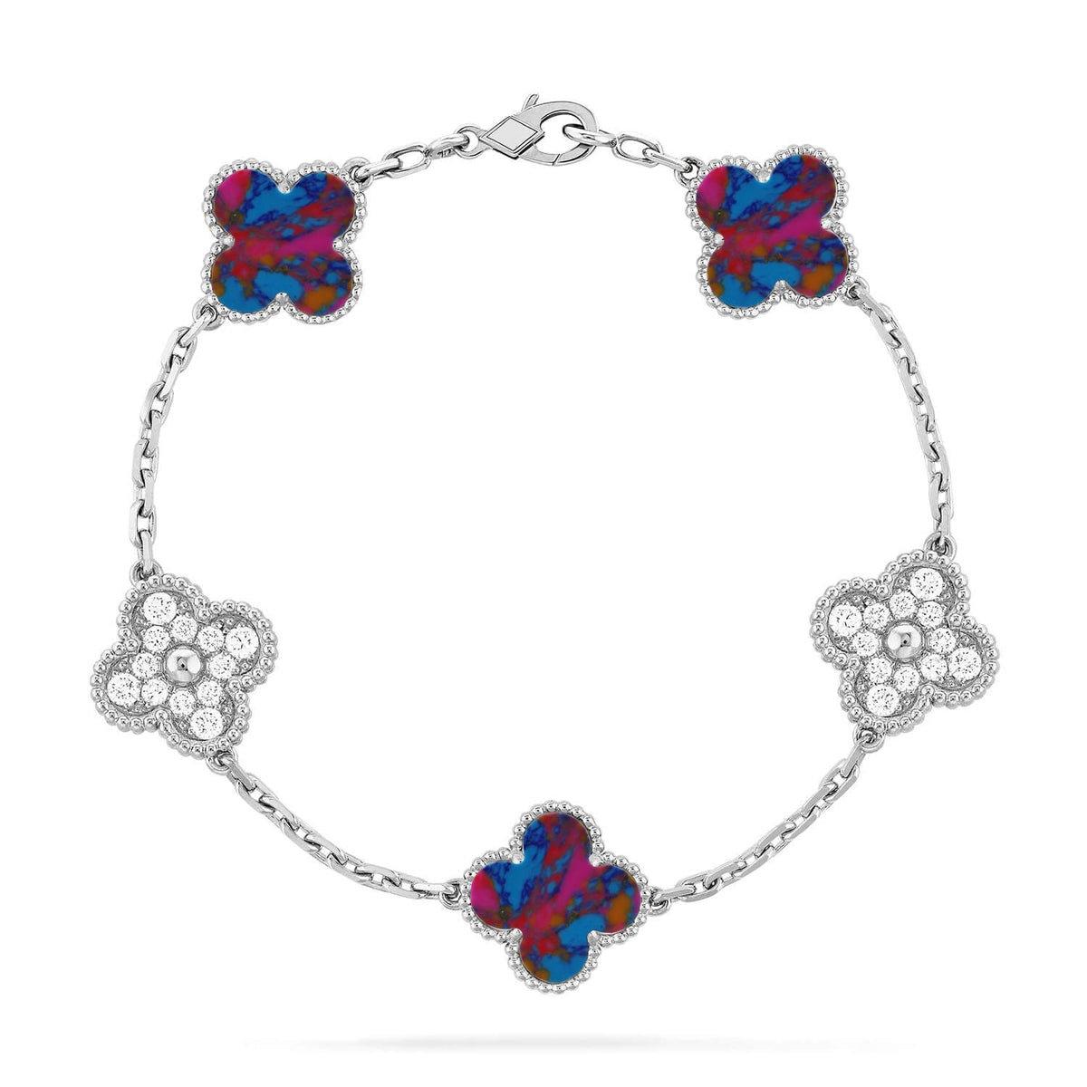 [Regalia Jewelry]CLOVER 5 MOTIF COLOR GEMSTONES BRACELET COLLECTION