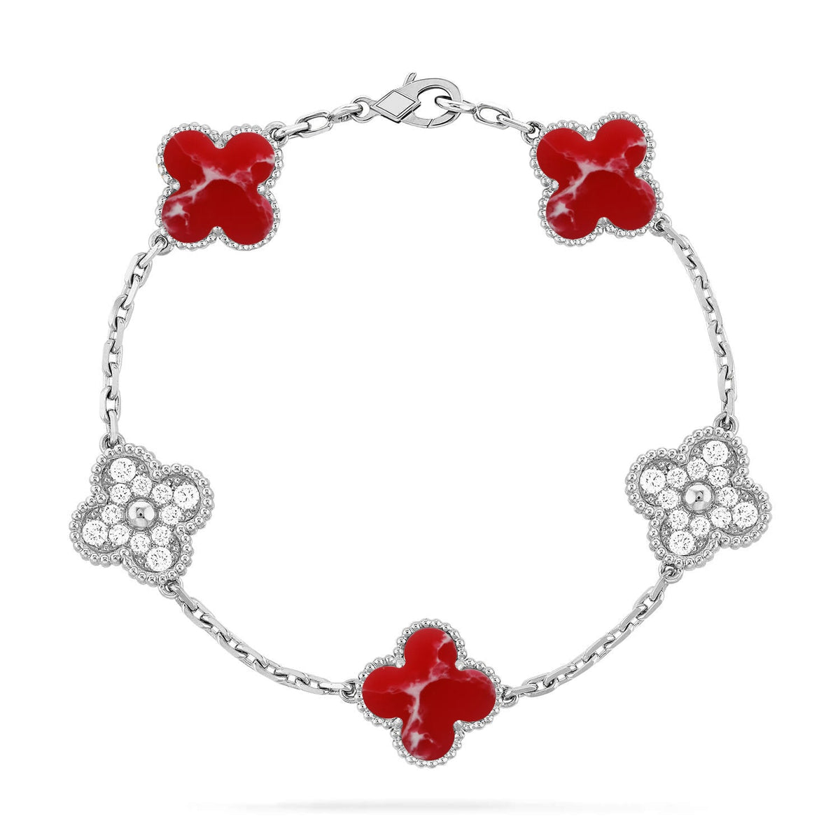 [Regalia Jewelry]CLOVER 5 MOTIF RED PATTERN BRACELET COLLECTION