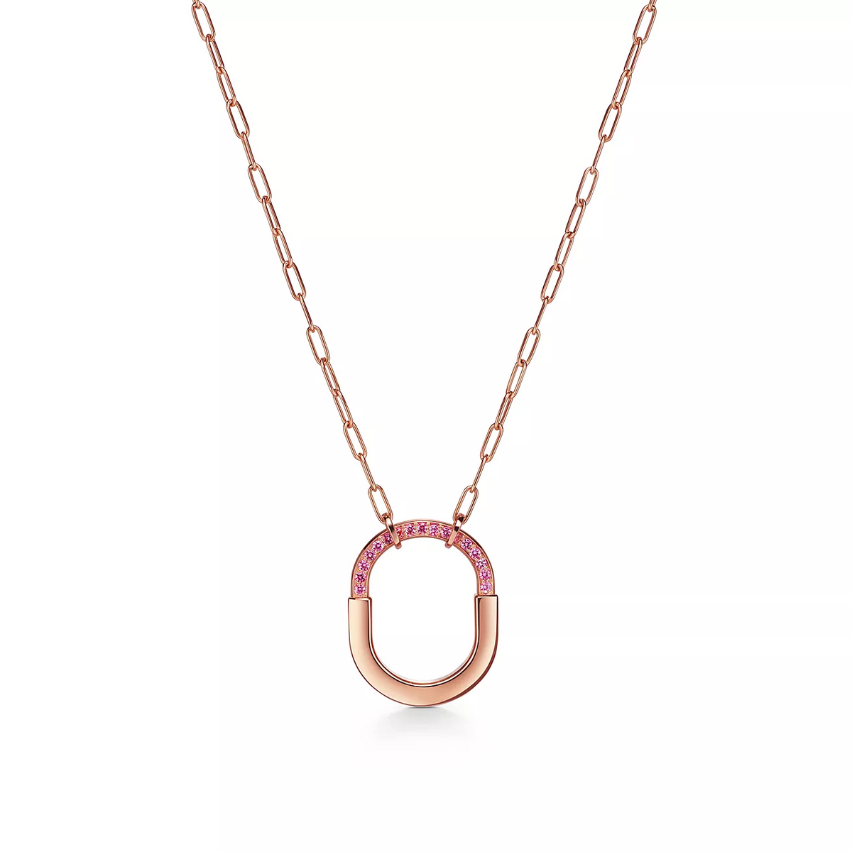 [Regalia Jewels]LOCK MEDIUM PENDANT PINK DIAMOND PINK GOLD NECKLACE