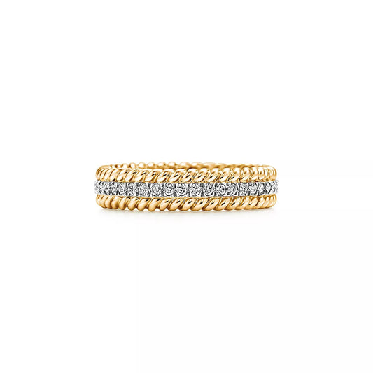 [Regalia Jewels]ROPE TWO-ROW GOLD DIAMOND RING