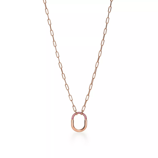 [Regalia Jewels]LOCK SMALL PENDANT PINK DIAMOND PINK GOLD NECKLACE