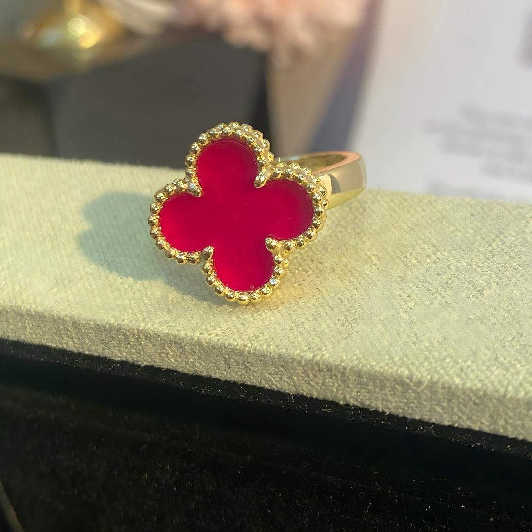 [Regalia Jewelry]NEW CLOVER PINK ENAMEL RINGS
