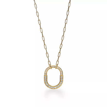 [Regalia Jewels]LOCK NECKLACE MEDIUM PENDANT GOLD PAVED DIAMONDS