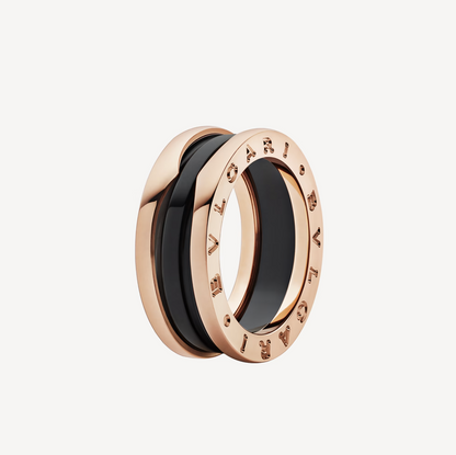 [Regalia Jewelry]ZERO 1 TWO-BAND LOOPS AND BLACK CERAMIC PINK GOLD RING