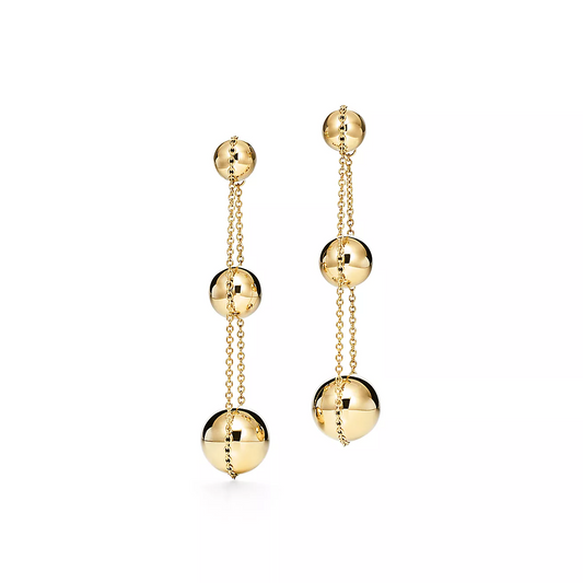 [Regalia Jewels]TRIPLE DROP GOLD EARRINGS