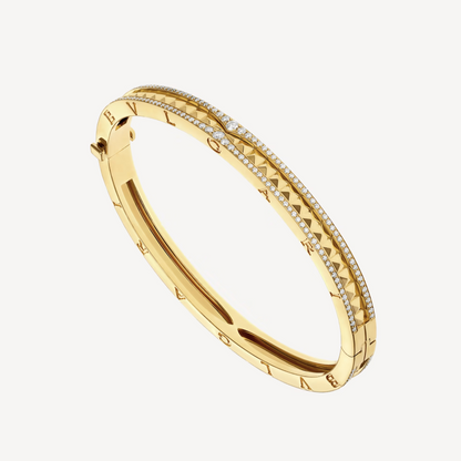 [Regalia Jewelry]ZERO 1 SPIRAL AND PAVED DIAMOND GOLD BRACELET