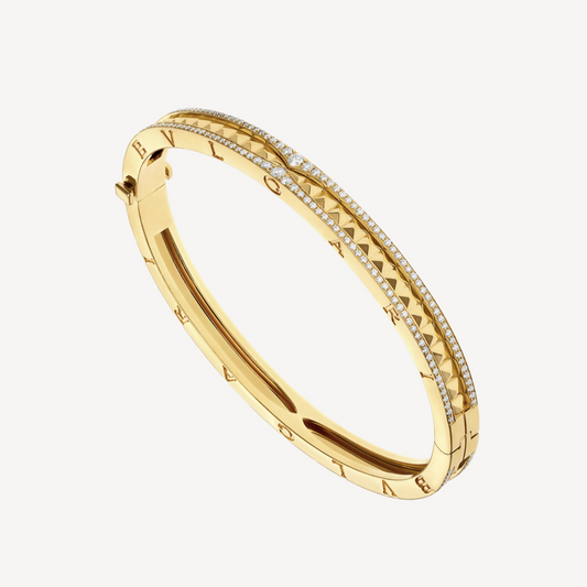 [Regalia Jewelry]ZERO 1 SPIRAL AND PAVED DIAMOND GOLD BRACELET