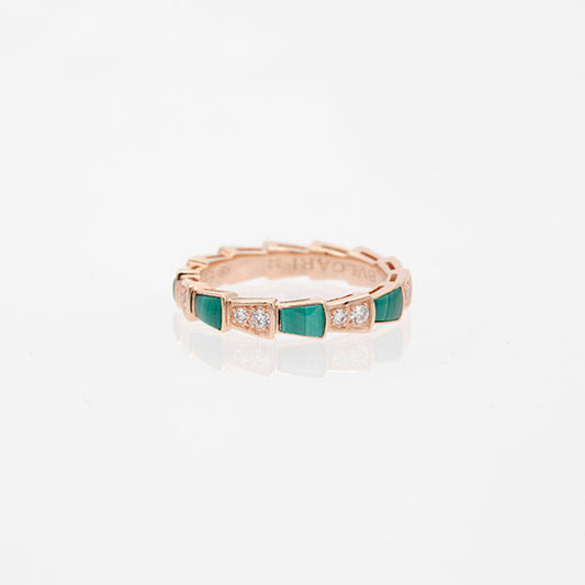 [Regalia Jewelry]SERPENTI RING PINK GOLD MALACHITE DIAMOND 3MM