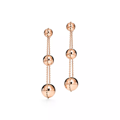 [Regalia Jewels]TRIPLE DROP PINK GOLD EARRINGS