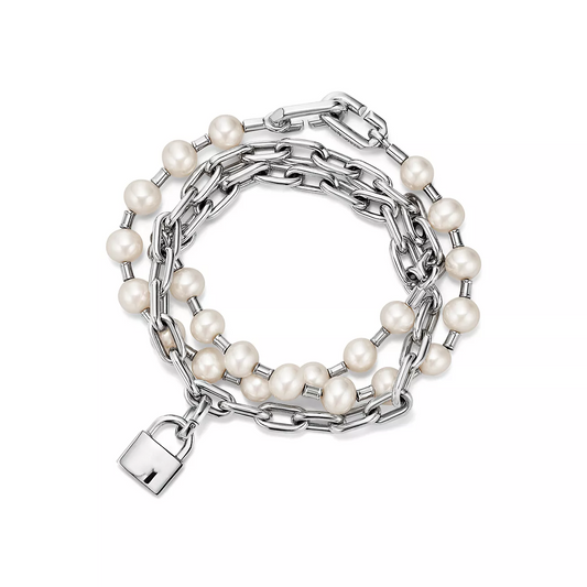 [Regalia Jewels]PEARL LOCK SILVER BRACELET