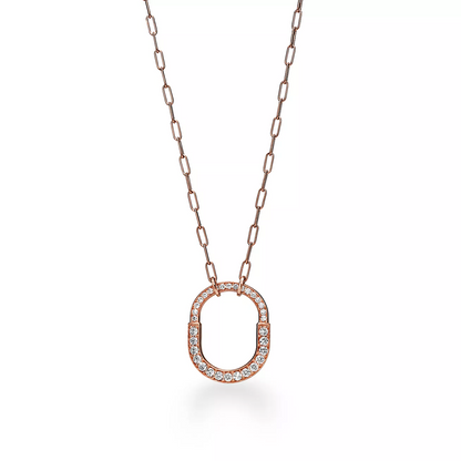 [Regalia Jewels]LOCK NECKLACE MEDIUM PENDANT PINK GOLD PAVED DIAMONDS