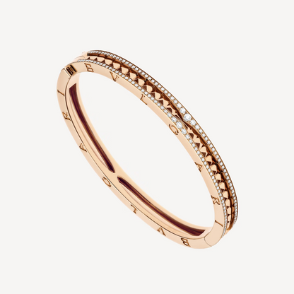 [Regalia Jewelry]ZERO 1 SPIRAL AND PAVED DIAMOND PINK GOLD BRACELET