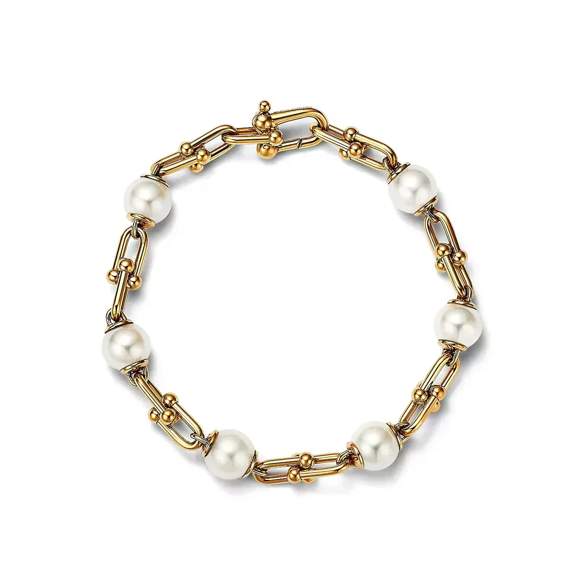 [Regalia Jewels]LINK BRACELET GOLD WITH FRESHWATER PEARLS