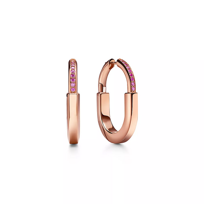 [Regalia Jewels]LOCK MEDIUM PINK DIAMOND PINK GOLD EARRINGS