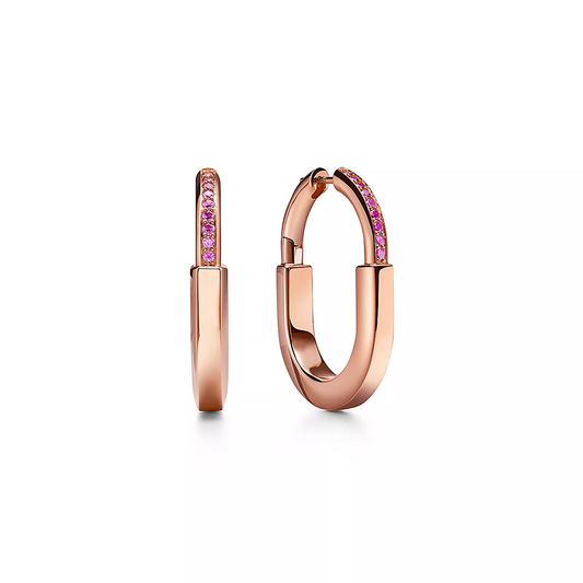 [Regalia Jewels]LOCK MEDIUM PINK DIAMOND PINK GOLD EARRINGS