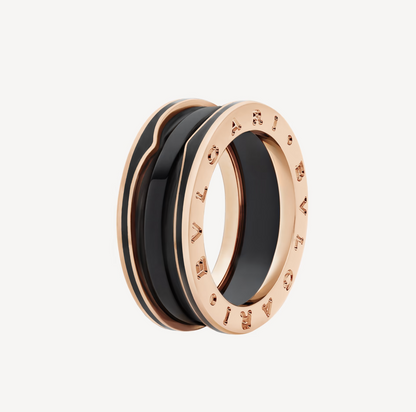 [Regalia Jewelry]ZERO 1 TWO-BAND WITH MATTE BLACK CERAMIC PINK GOLD RING