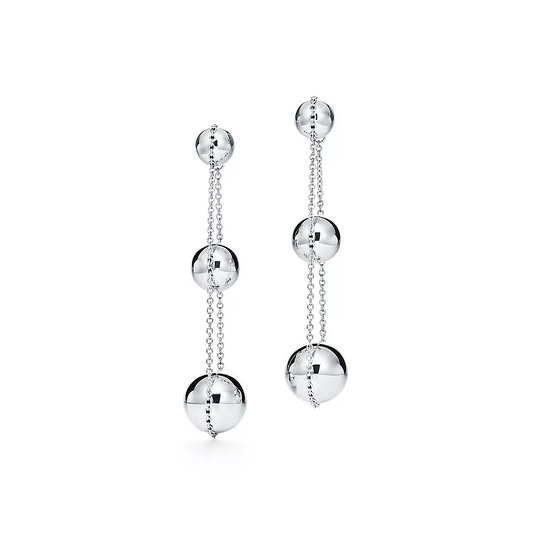 [Regalia Jewels]TRIPLE DROP SILVER EARRINGS