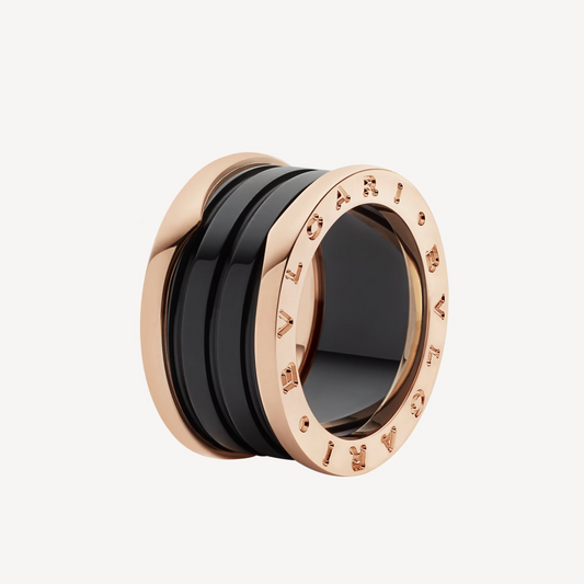 [Regalia Jewelry]ZERO 1 FOUR-BAND LOOPS AND BLACK CERAMIC SPIRAL PINK GOLD RING