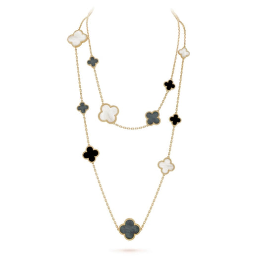 [Regalia Jewelry]CLOVER 16 MOTIF WHITE NECKLACE