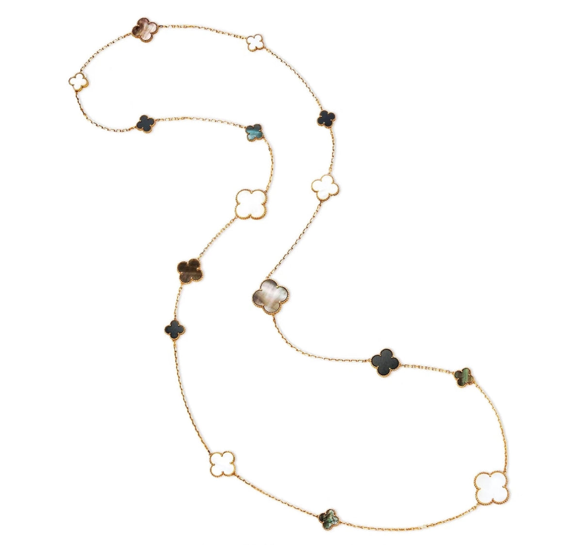 [Regalia Jewelry]CLOVER 16 MOTIF WHITE NECKLACE