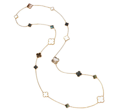 [Regalia Jewelry]CLOVER 16 MOTIF WHITE NECKLACE