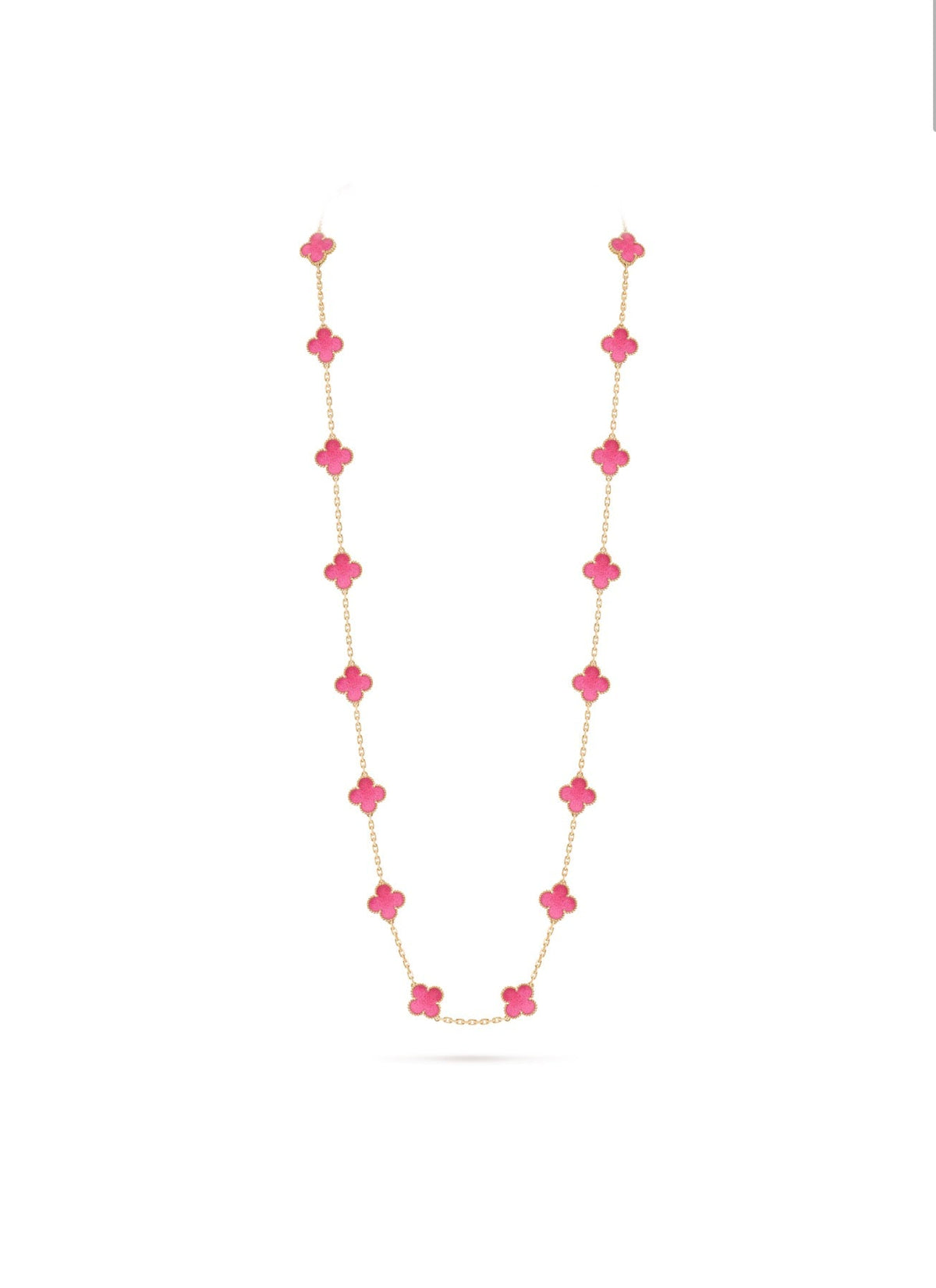 [Regalia Jewelry]CLOVER 20 MOTIFS PINK ENAMEL NECKLACE