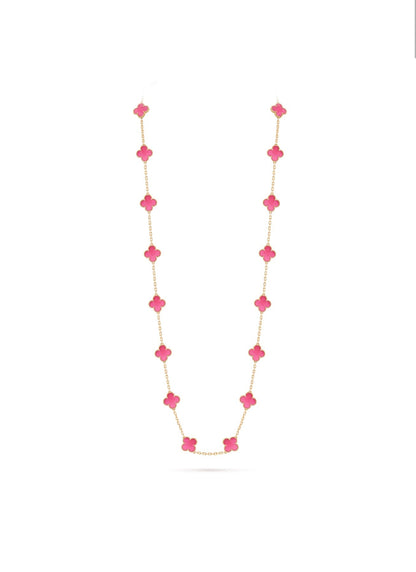 [Regalia Jewelry]CLOVER 20 MOTIFS PINK ENAMEL NECKLACE