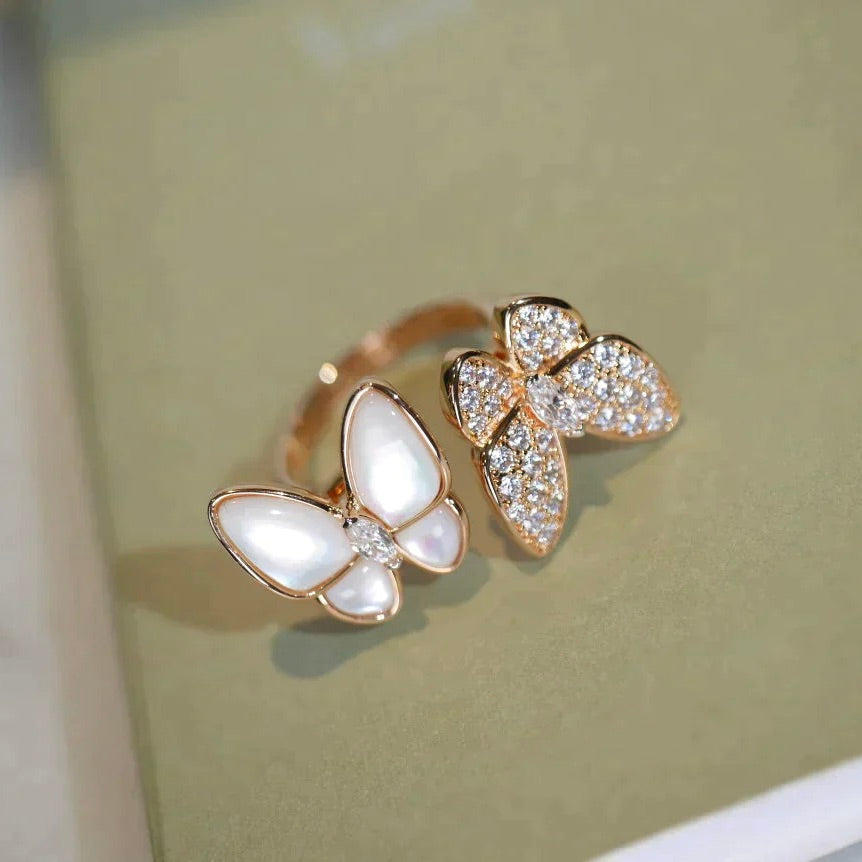 [Regalia Jewelry]TWIN BUTTERFLY DIAMOND MOP RING